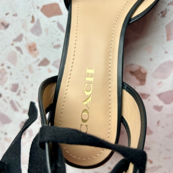Coach Black Wedge Sandals with Ankle Ties NWOT Size 9.5 - Picture 10 of 12